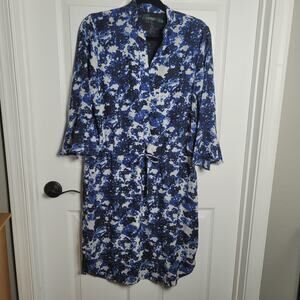 Lauren Ralph Lauren Dress Womens 8 Floral Drawstring Belted Lined Stretch